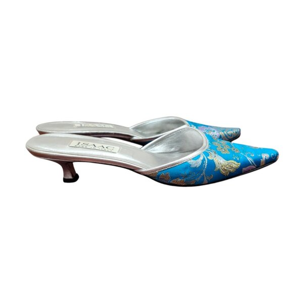 Isaac Mizrahi Turquoise Blue slip- on Mules Textile Size 8 B - Picture 4 of 12
